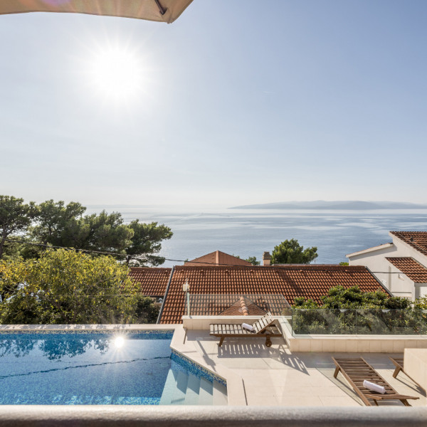 Living room, Villa Perla, Villa Perla in Bratu&scaron; on the Makarska Riviera &ndash; Apartments with a view of the Adriatic Sea Ba&scaron;ka Voda